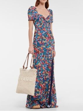 STAUD Lea Maxi Gown in Rainbow Flower Market NWT